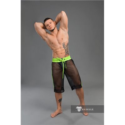 MASKULO - Men's Fetish Shorts Mesh Neon Green