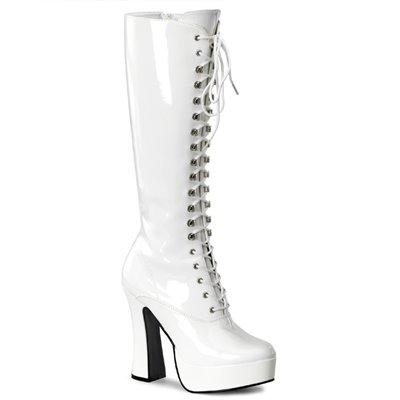 Electra Platform Knee Boot Lace White 5" Heel