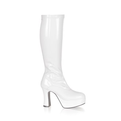 Exotica Platform Boots White 4" Heel