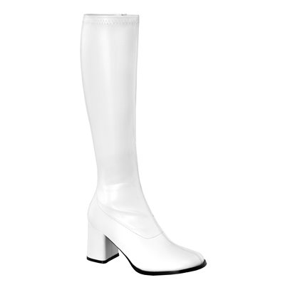 GoGo Stretch Boots Faux White 3" Heel