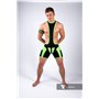 MASKULO - Men's Fetish Wrestling Singlet Codpiece Zippered rear Neon Green